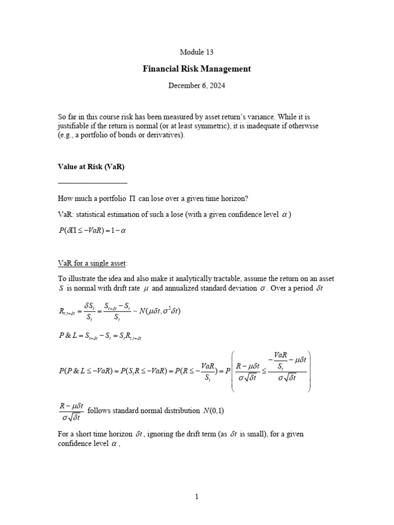 IEOR+221+ +module+13+ +Financial+Risk+Mgmt | PDF | Value At Risk ...