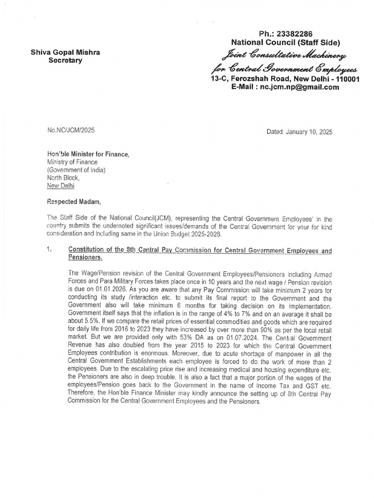 NC JCM Letter To Hon F M | PDF