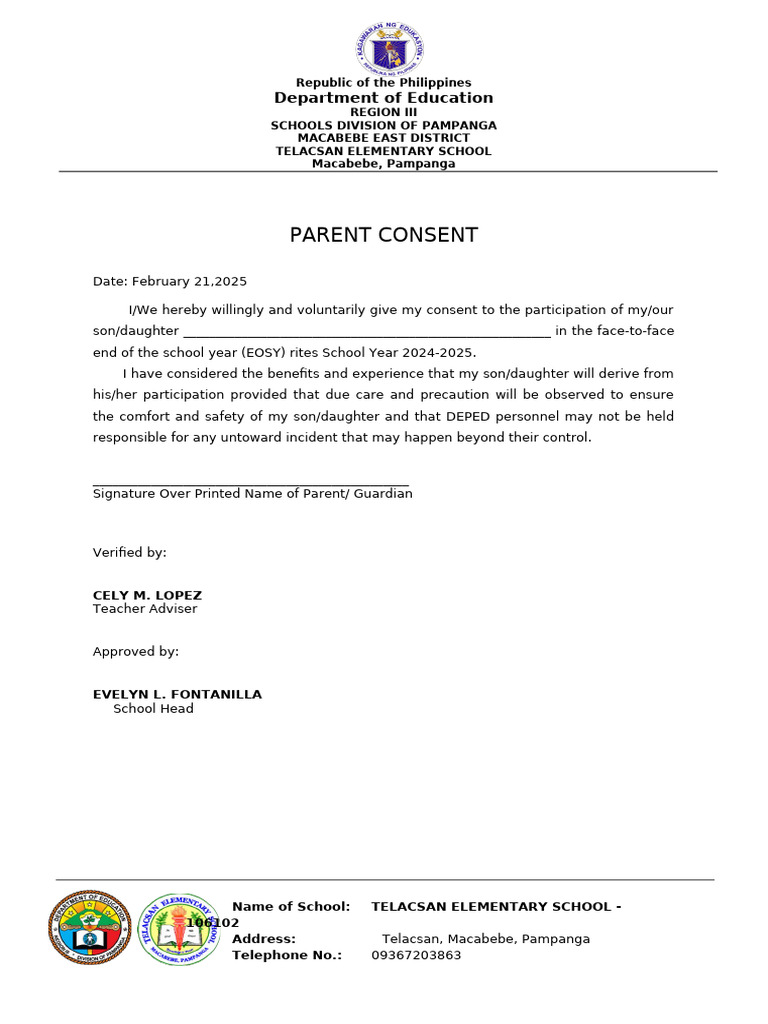 Parent Consent for EOSY Participation | PDF