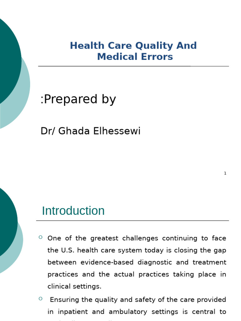 Improving Health Care Quality and Safety | PDF | Medical Error ...