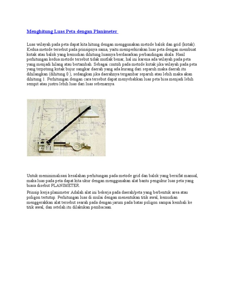 Menghitung Luas Peta Dengan Planimeter