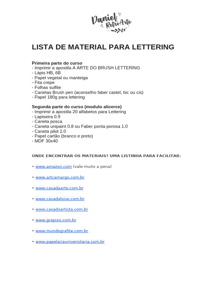 Materiais Essenciais para Lettering | PDF