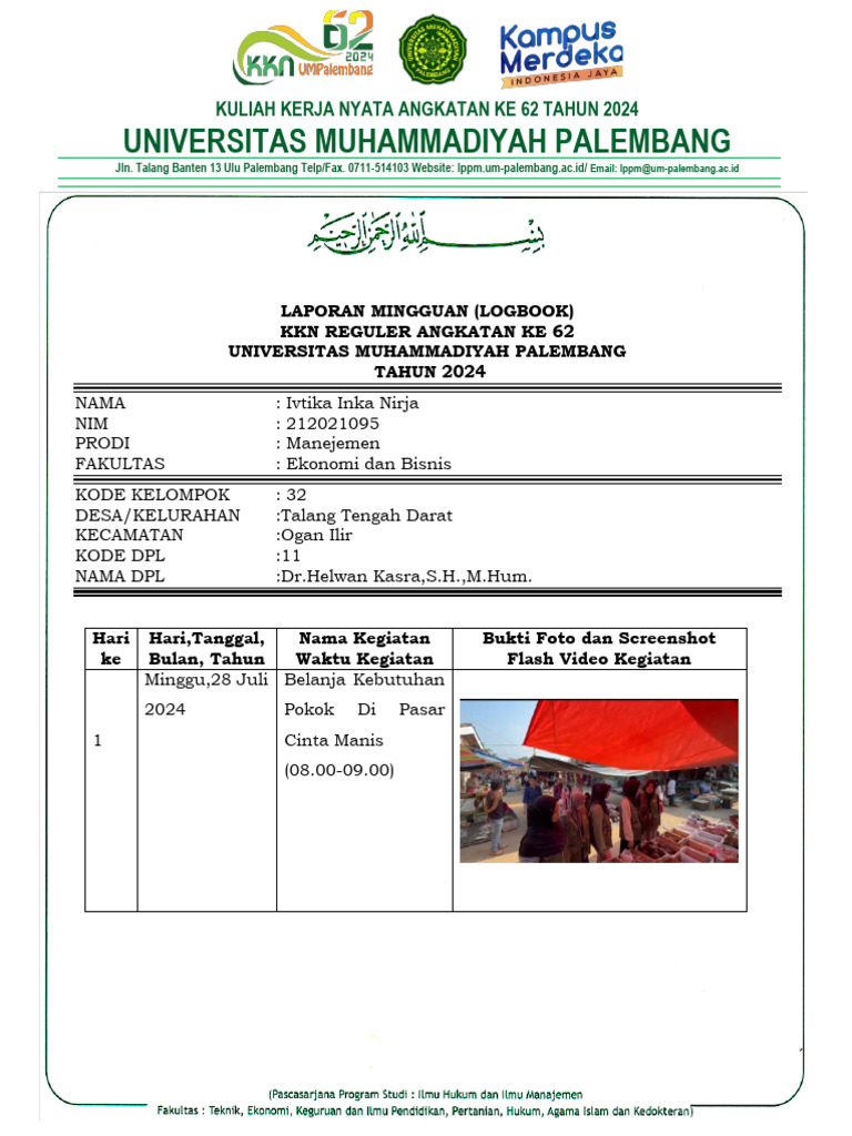 Logbook KKN Reguler 2024 UMP | PDF