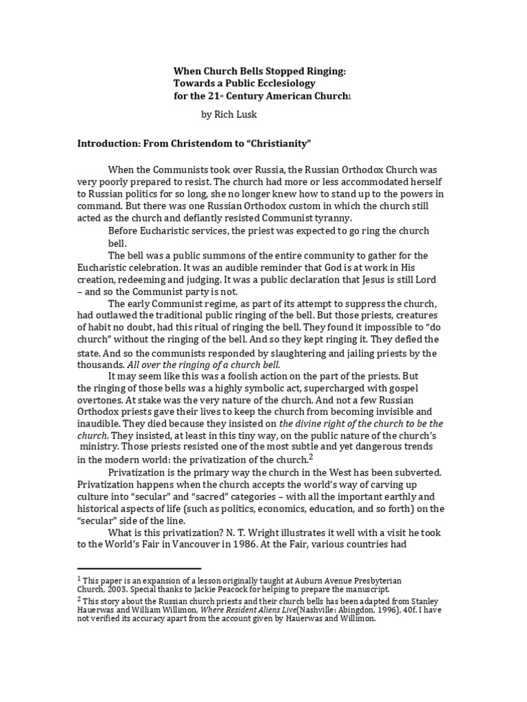 When Church Bells Stopped Ringing | PDF | Jesus | Salvation