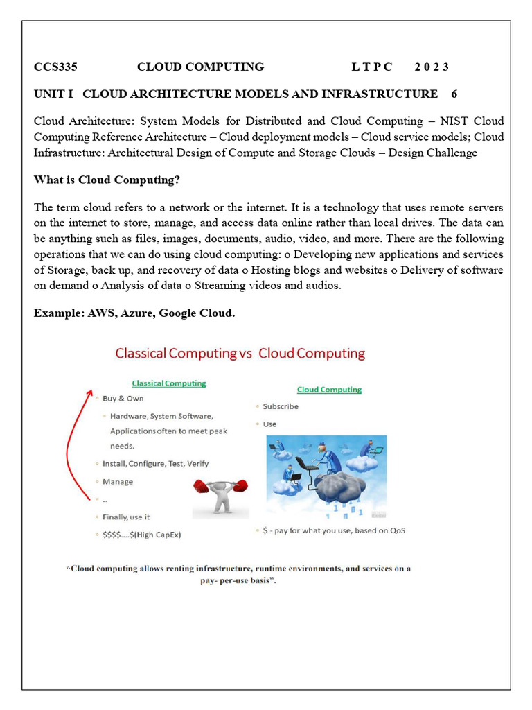 UNIT 1 | PDF | Cloud Computing | Software As A Service