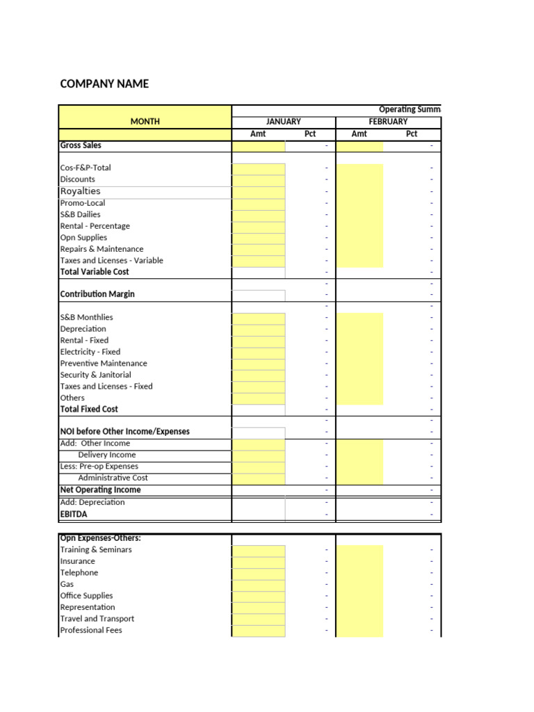 PNL TEMPLATE | PDF | Depreciation | Financial Accounting