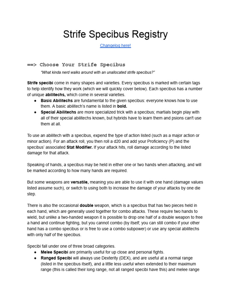 Strife Specibus Types and Abilitechs Guide | PDF | Gaming