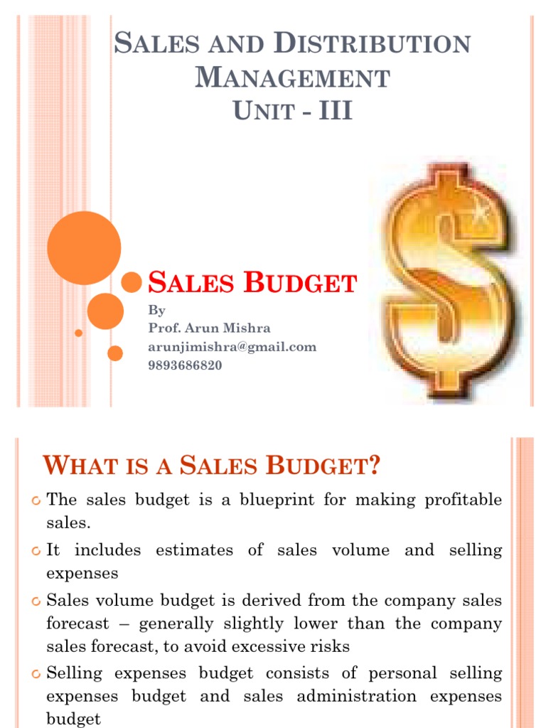 Lecture 10&11 SDM Unit III (Sales Budget) ER AM | PDF