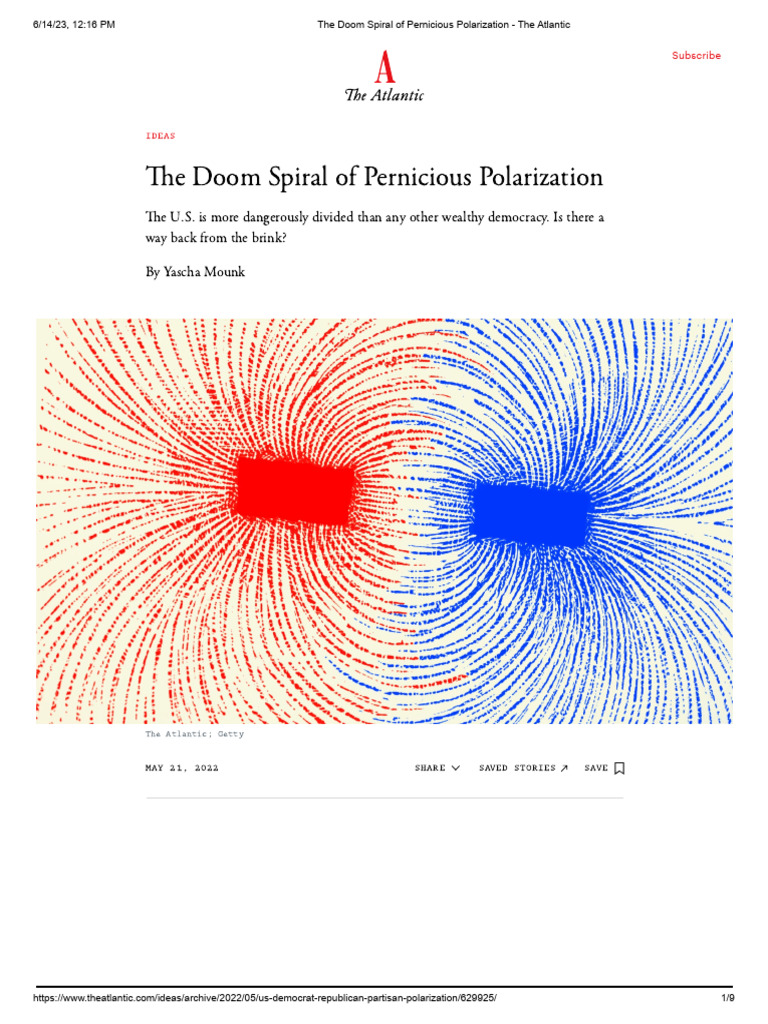 The Doom Spiral of Pernicious Polarization - (Mounk, The Atlantic ...