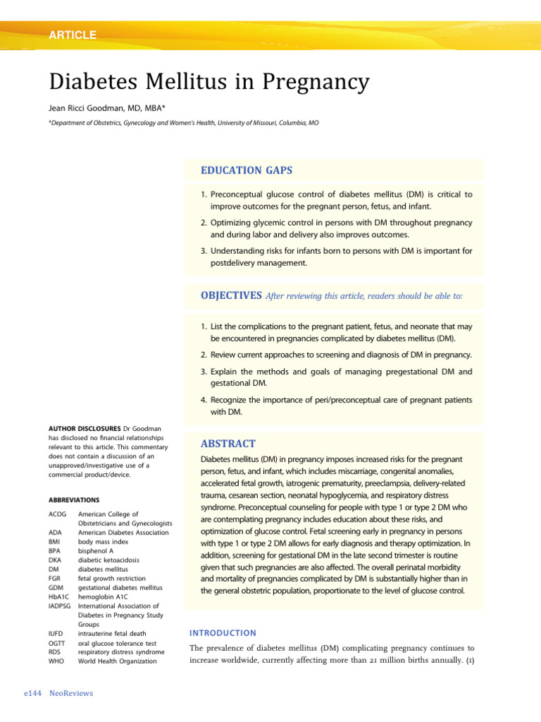 Managing Diabetes in Pregnancy Risks | PDF | Gestational Diabetes ...