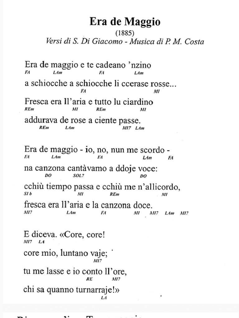 Canzoni Era De Maggio Accordi