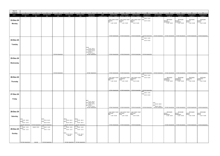 TIME TABLE W52-SW (23-December 24 - 29-December 24) | PDF