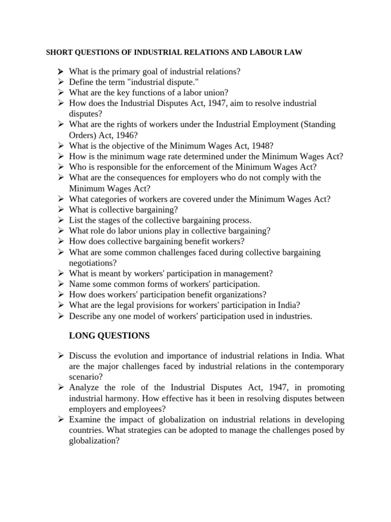 Industrial Relations and Labor Law Overview | PDF | Employment ...