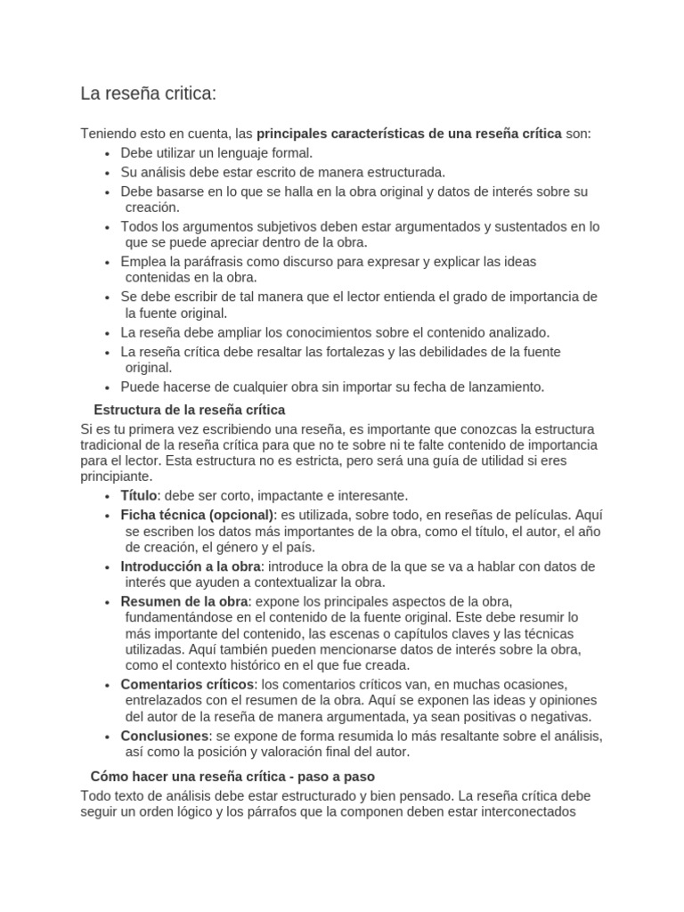 Guía para escribir reseñas críticas | PDF