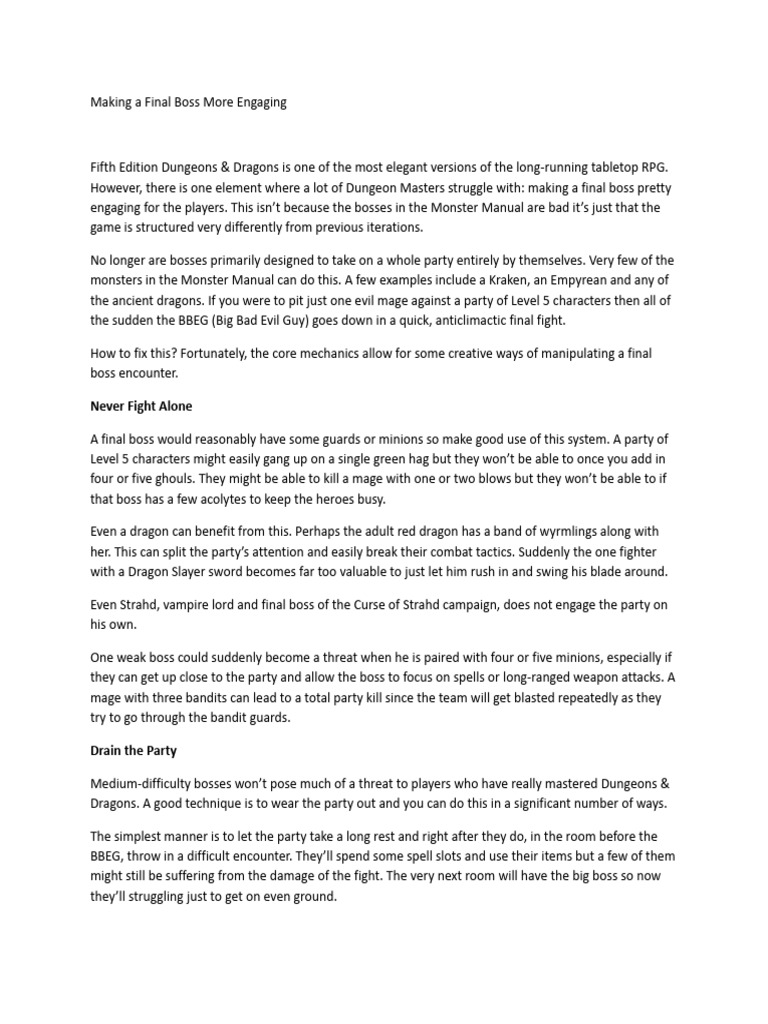 Engaging Final Boss Strategies | PDF | Role Playing Games