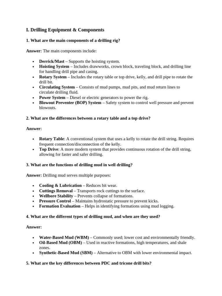 Basic Drilling Questions | PDF | Casing (Borehole) | Oil Well