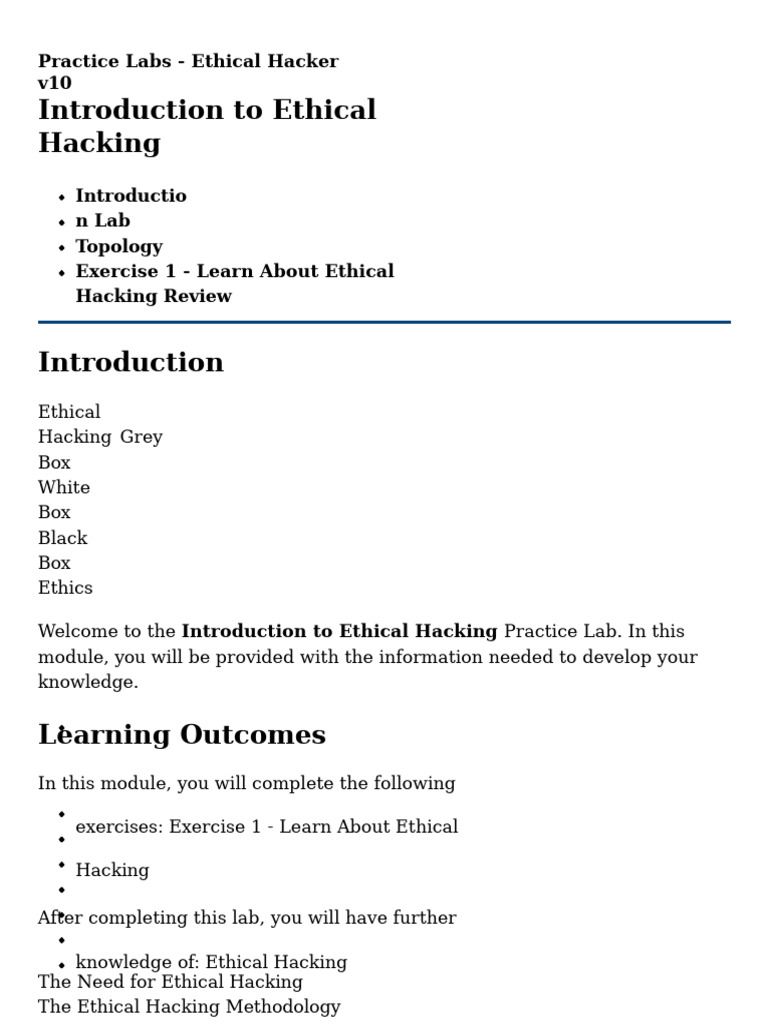 Introduction to Ethical Hacking Lab | PDF | Security Hacker | White Hat ...