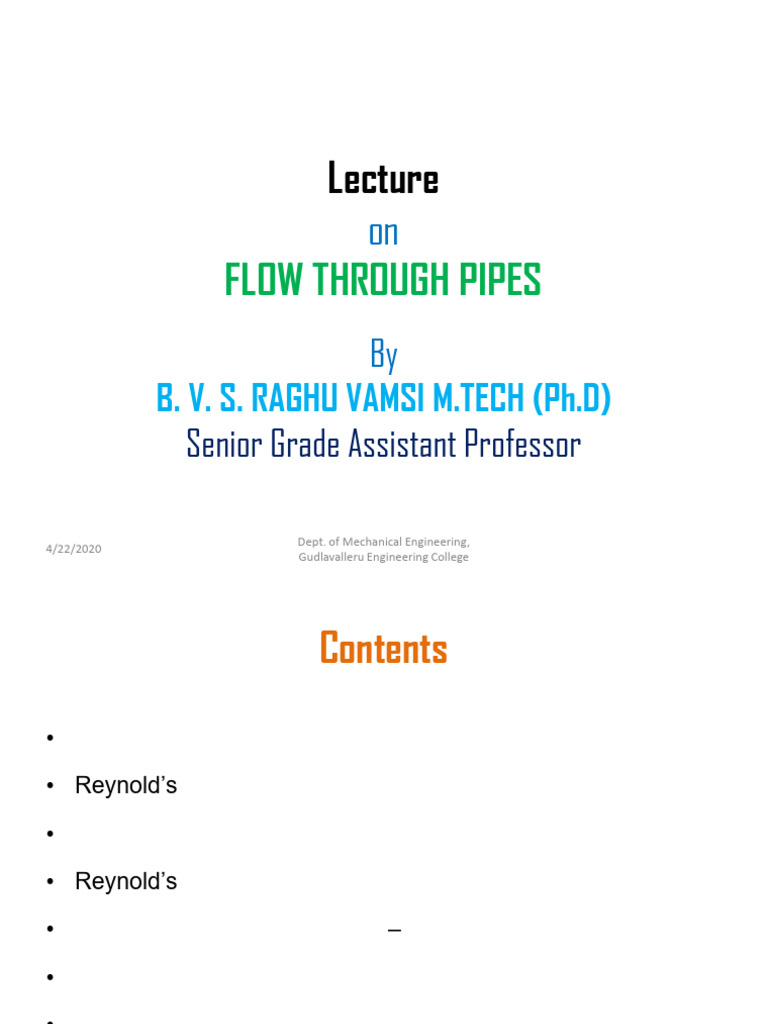 Flow Analysis in Pipes and Ducts | PDF | Fluid Dynamics | Reynolds Number