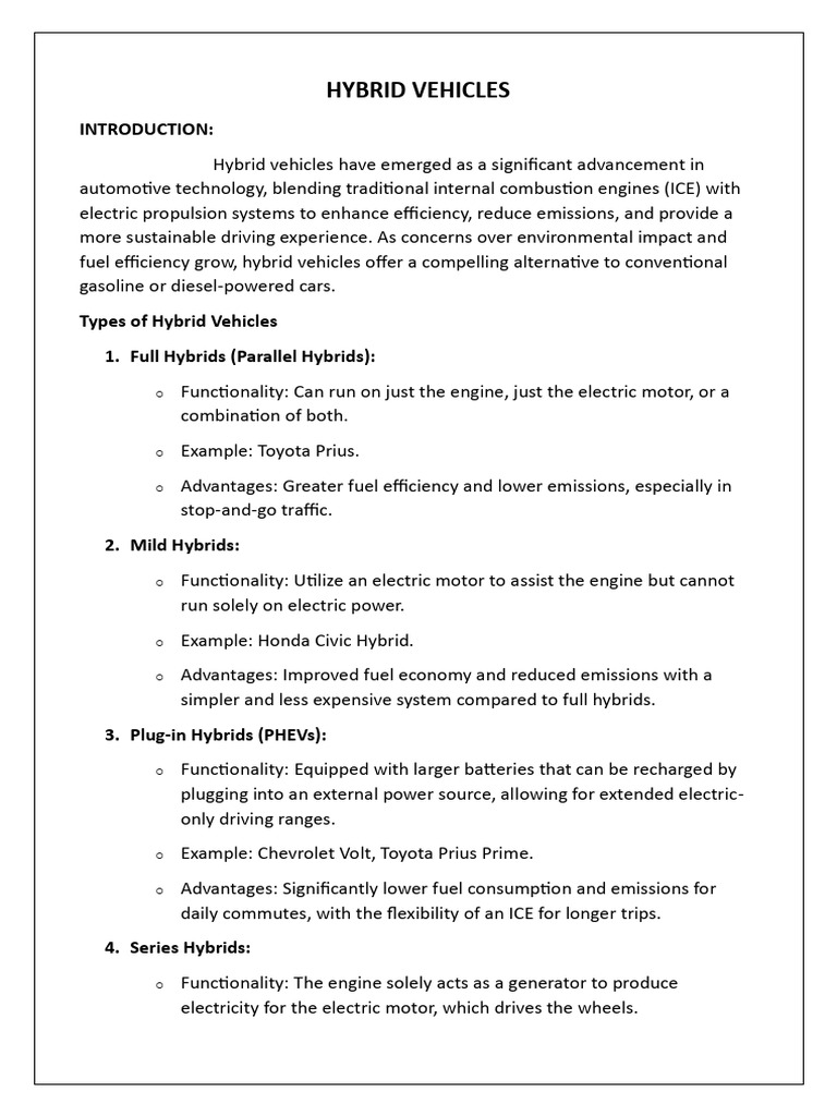 HYBRID VEHICLES | PDF | Hybrid Electric Vehicle | Hybrid Vehicle