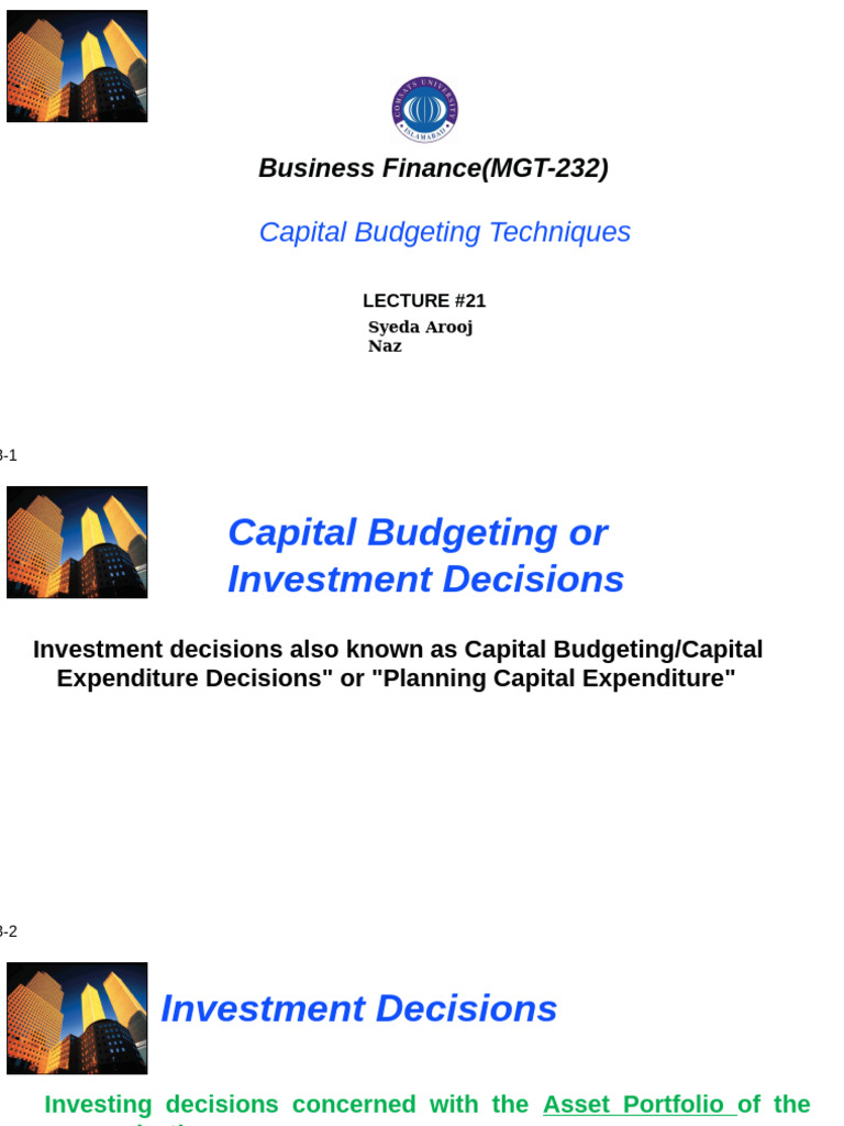 Capital Budgeting Techniques Overview | PDF | Capital Budgeting ...