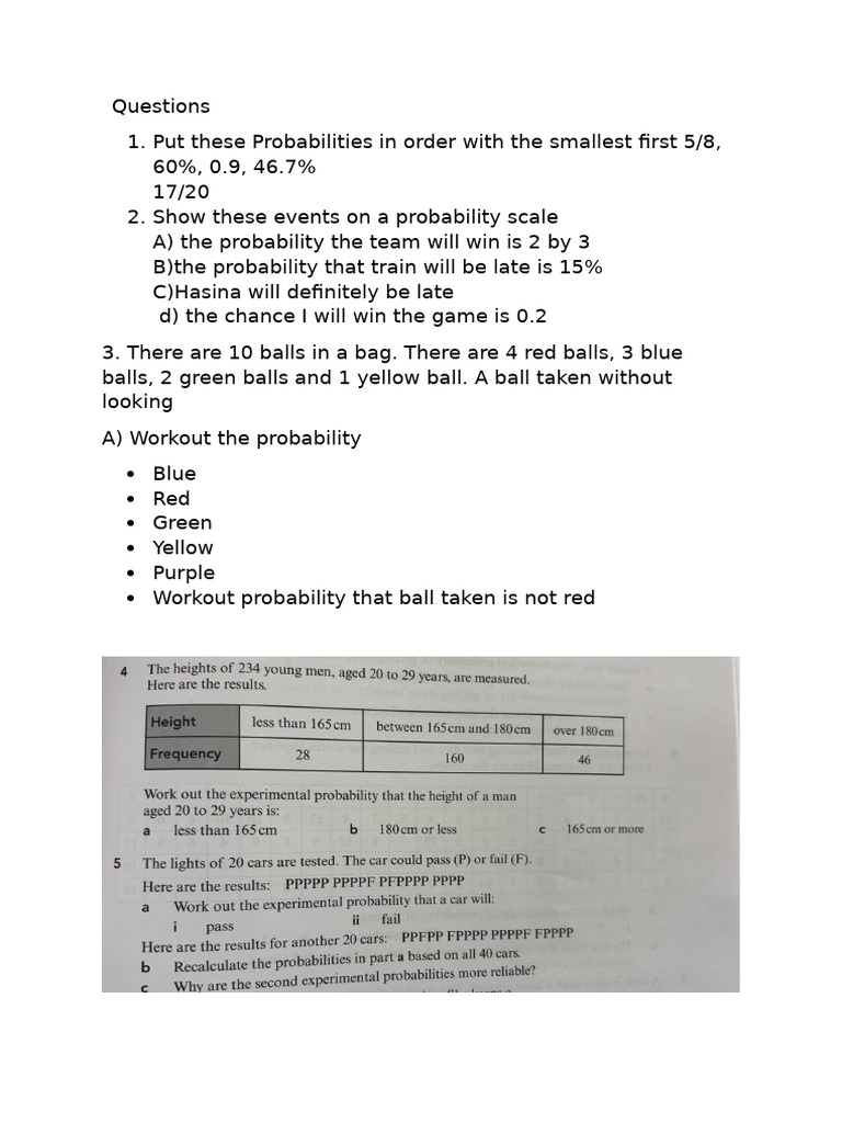 Grade 6 Maths: Probability Exercises | PDF