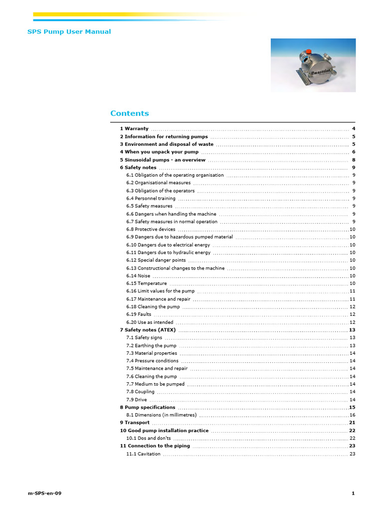 MasoSine Pump User Manual Overview | PDF | Pump | Mechanical Engineering