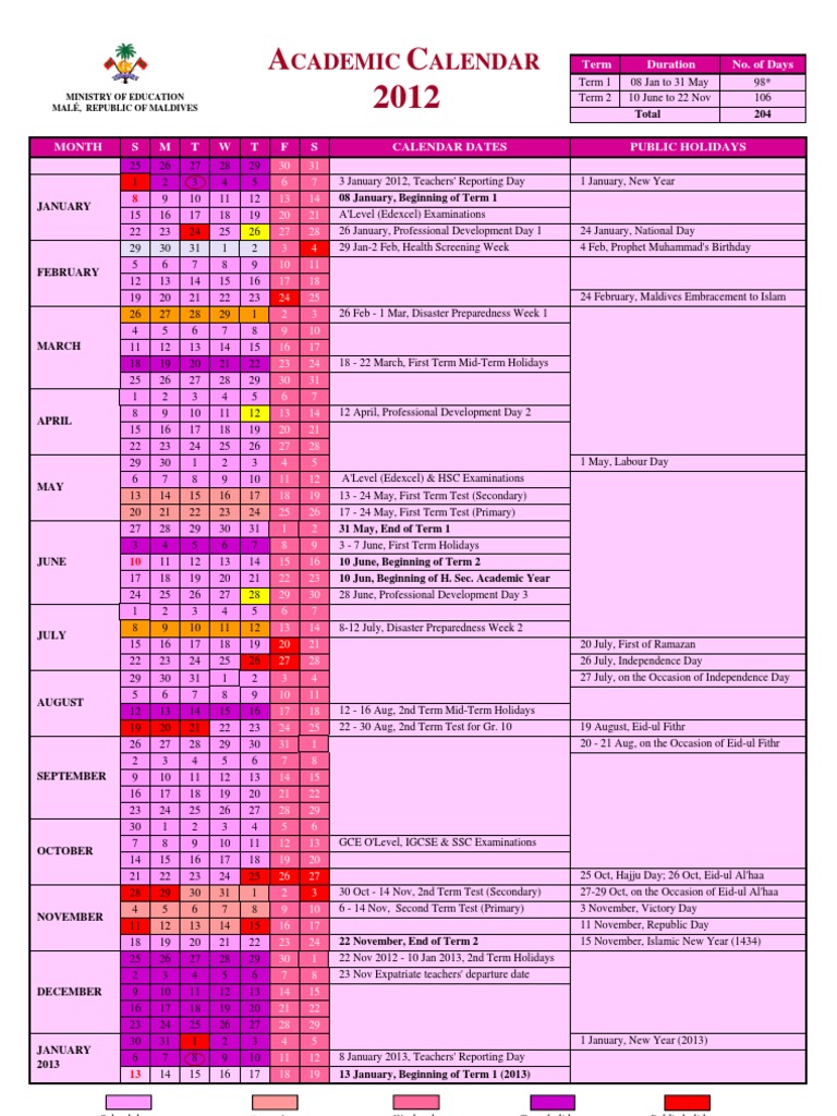 Maldives Academic Calendar 2025 Pdf Download 