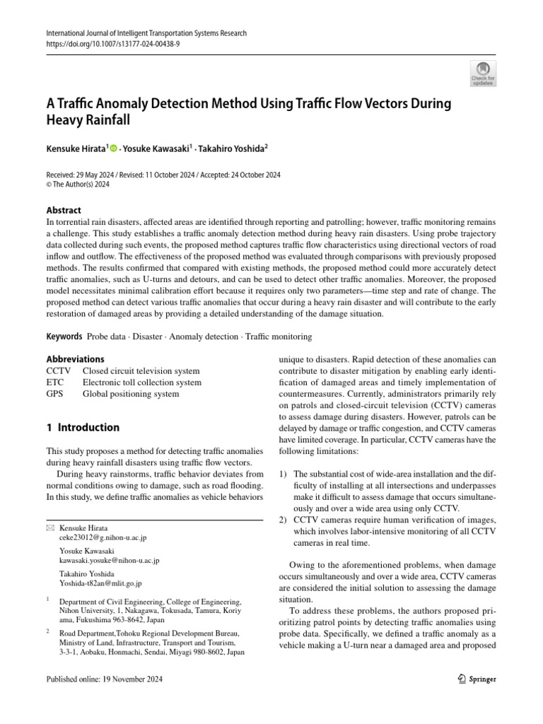Traffic Anomaly Detection in Rainstorms | PDF | Traffic | Closed ...