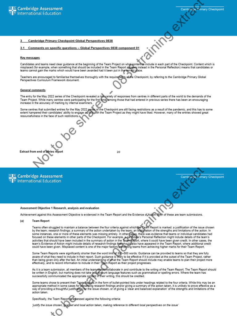 Cambridge Primary Checkpoint Guidance | PDF | Goal | Thought