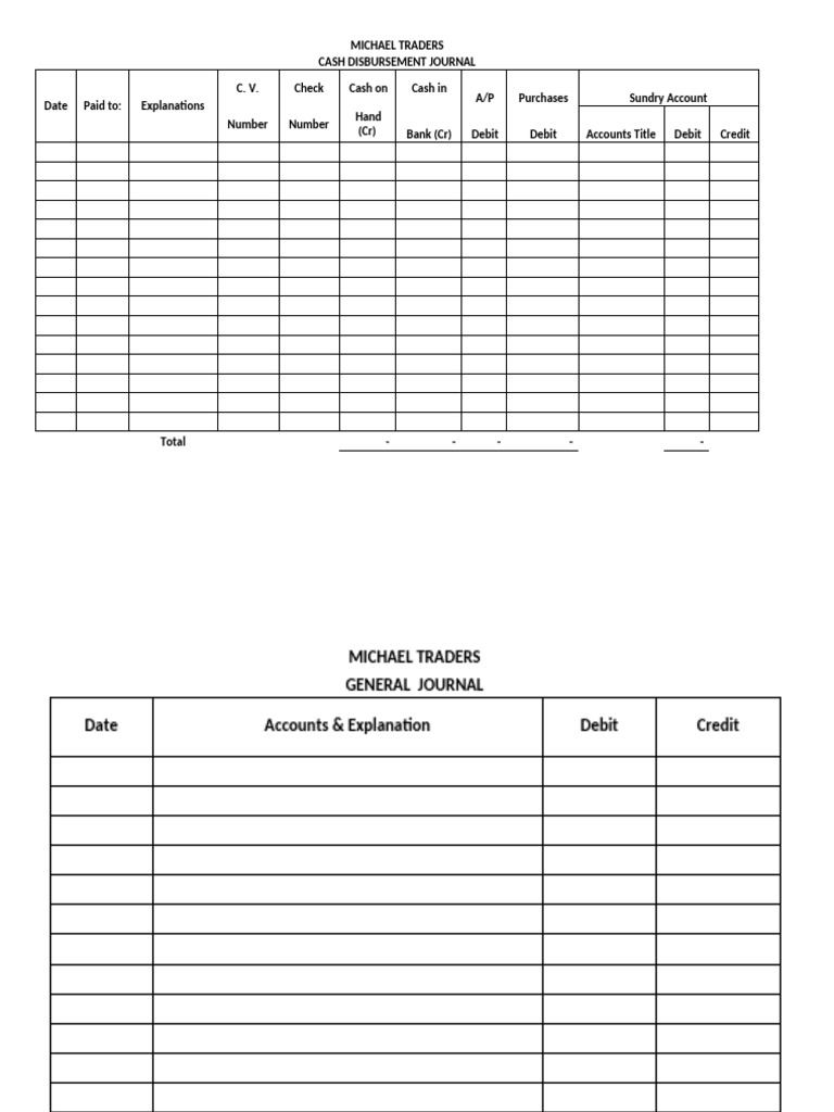 Michael Traders Accounting Journals | PDF