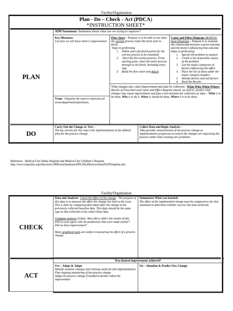 PDCA Instruction Sheet 1 | PDF