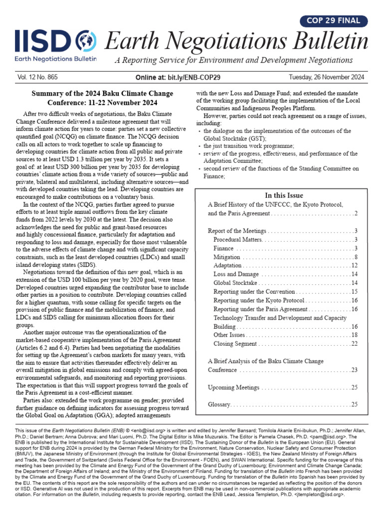 Enb12865e 0 | PDF | Kyoto Protocol | United Nations Framework ...