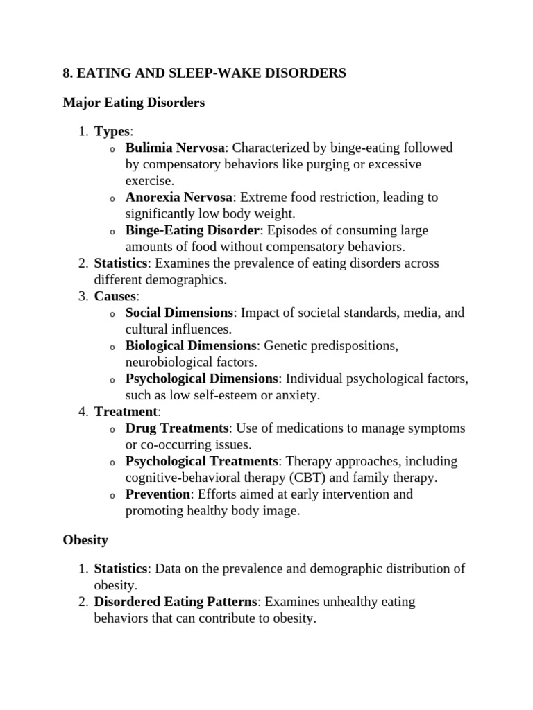 Eating and Sleep-Wake Disorders Overview | PDF | Eating Disorder ...