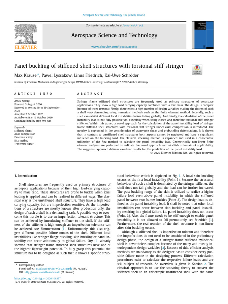 Panel Buckling in Stiffened Shells | PDF | Buckling | Bending