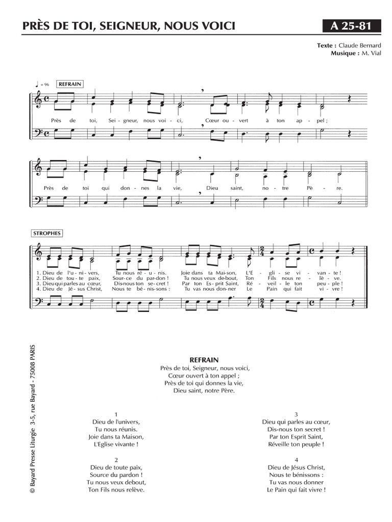 Pres De Toi Seigneur Nous Voici Pdf