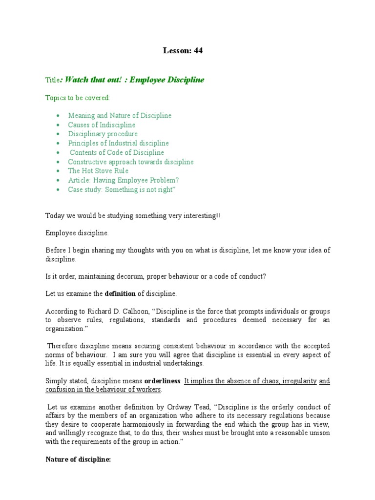 44 Employee Discipline - Masters | PDF | Punishments | Employment