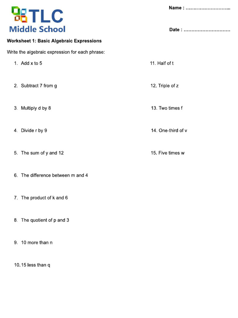 gr6 - Math - Algebra - Using Letters For Numbers | PDF