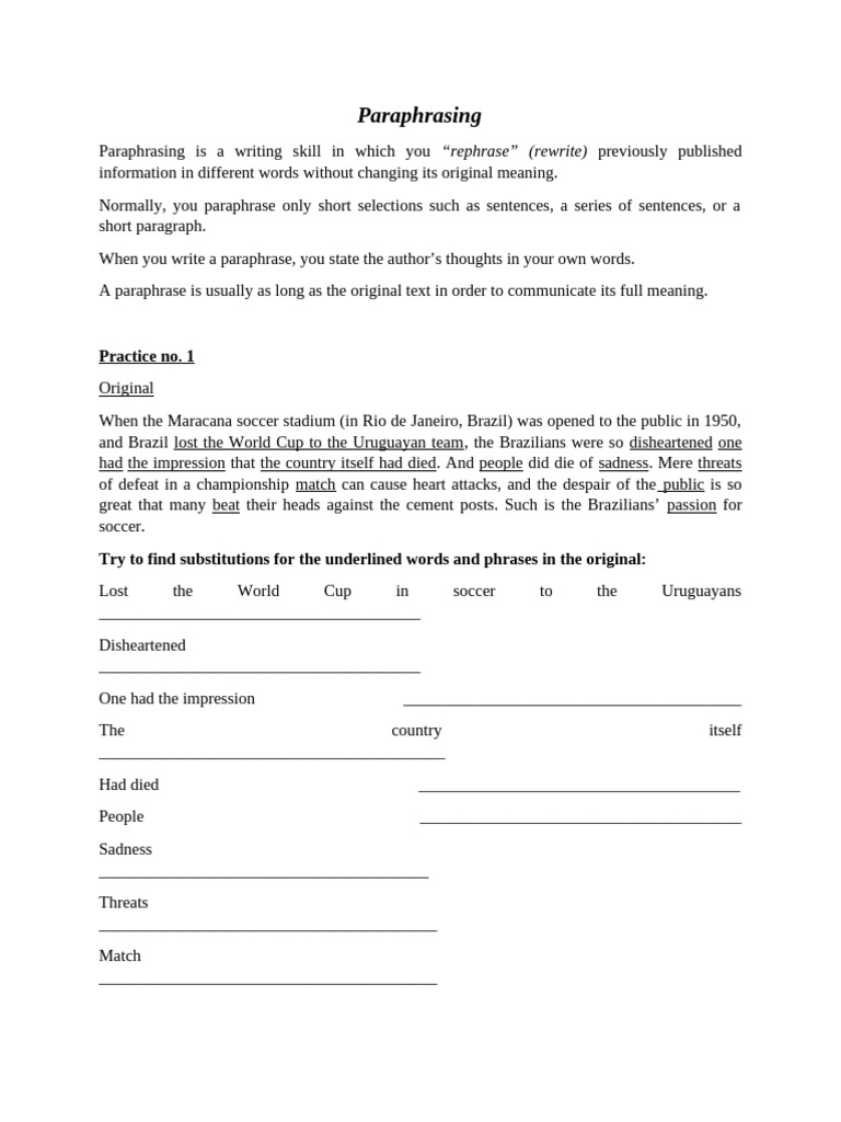 Mastering Paraphrasing Techniques | PDF | Linguistics