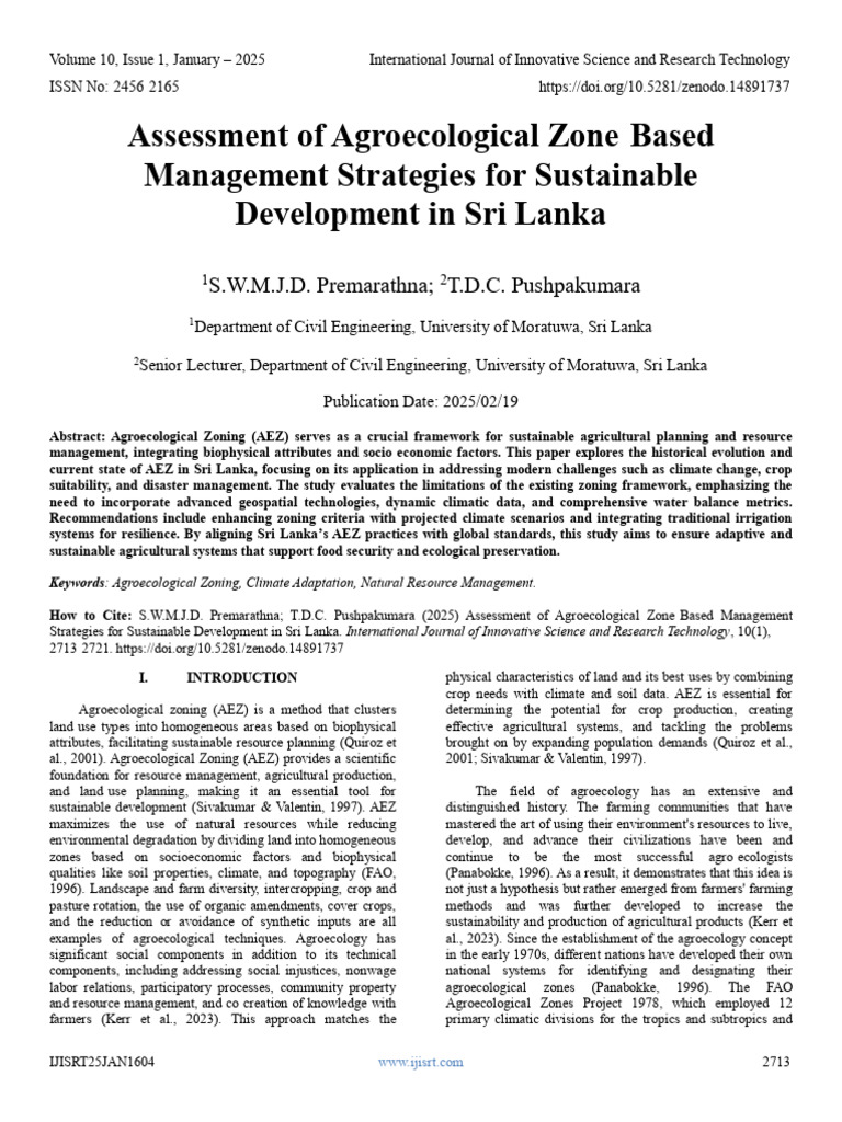 Agroecological Zones in Sri Lanka | PDF | Agroecology | Evapotranspiration