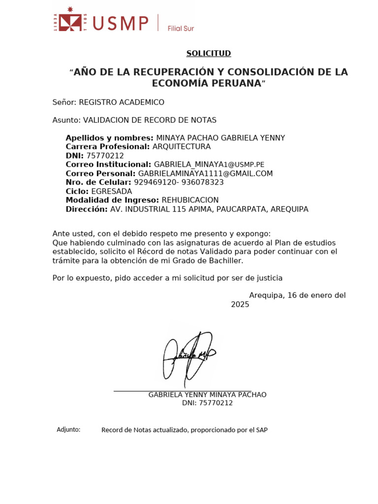 Solicitud de Validación de Notas | PDF