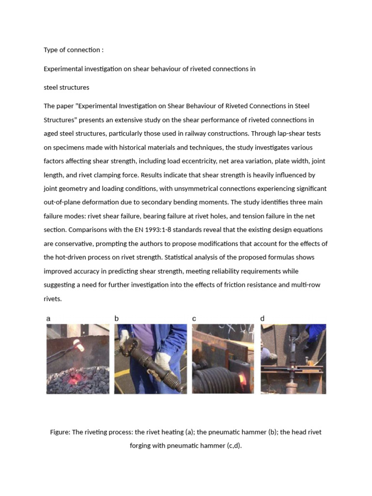 Experimental Investigation On Shear Behaviour of Riveted Connections in ...