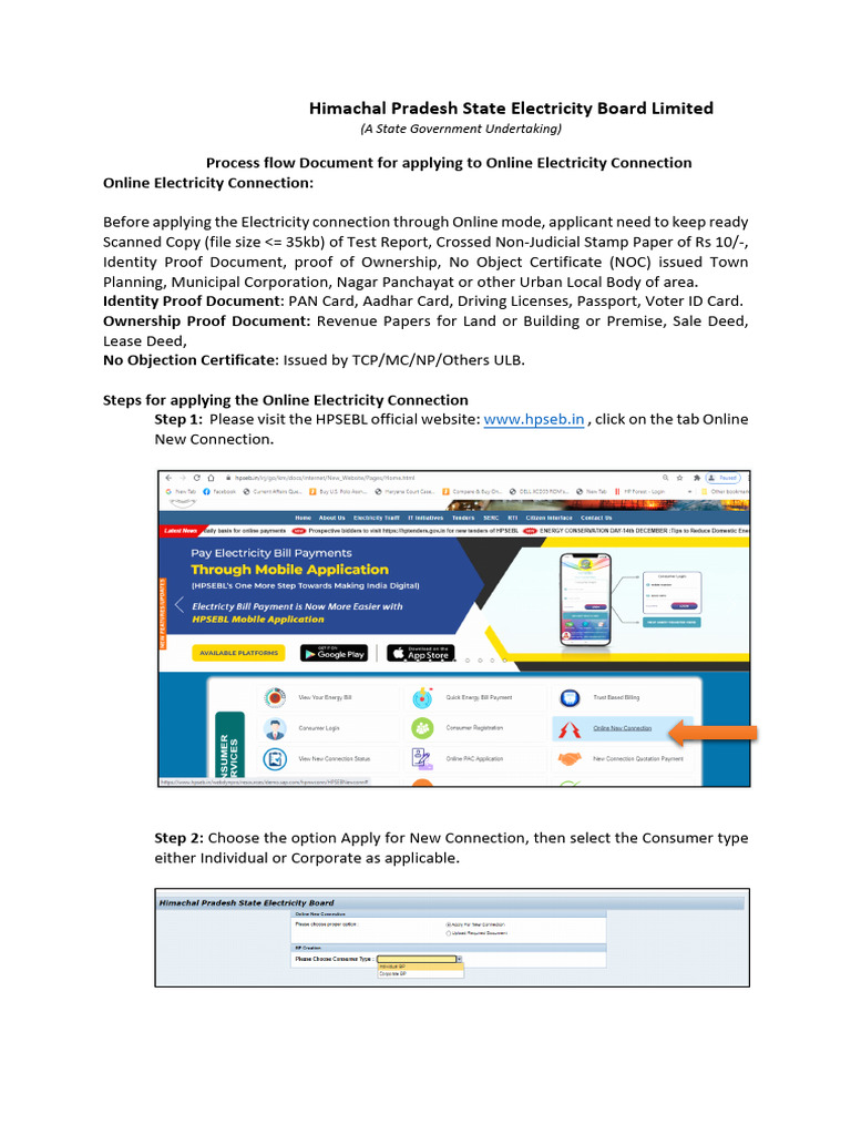 HPSEBL Online Connection Application Guide | PDF | Computing | Software