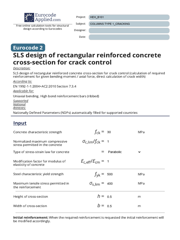 Eurocode 2: SLS Crack Control Design | PDF | Strength Of Materials ...