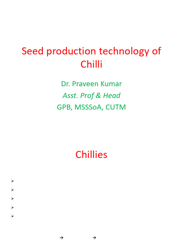 Chilli Seed Production Technology Guide | PDF | Plant Nursery | Flowers