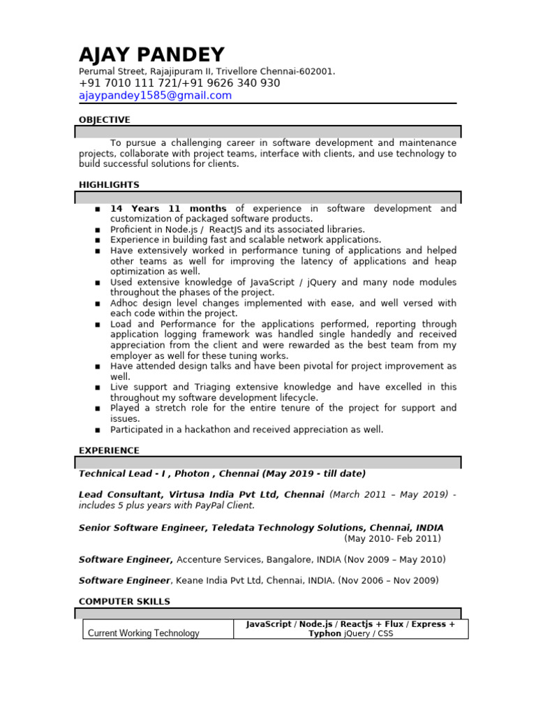 Ajay Pandey: Software Developer Profile | PDF | J Query | Software ...