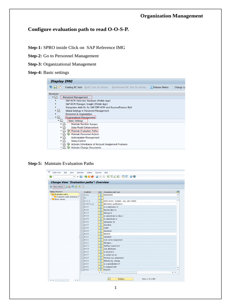 Configure SAP OM Evaluation Paths | PDF