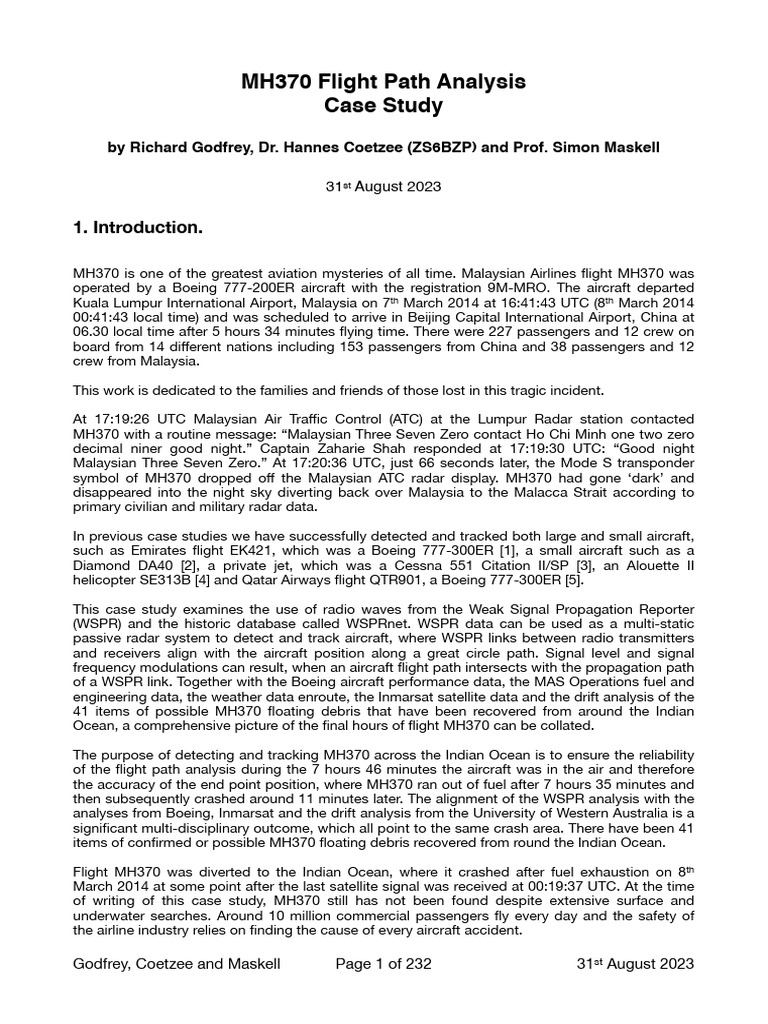 MH370 Flight Path and WSPR Analysis | PDF | Malaysia Airlines Flight ...