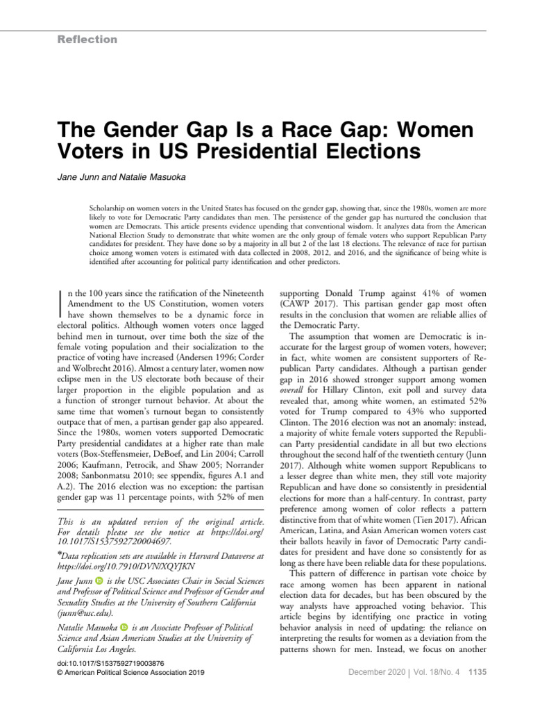 The Gender Gap Is A Race Gap | PDF | Elections | Democratic Party ...