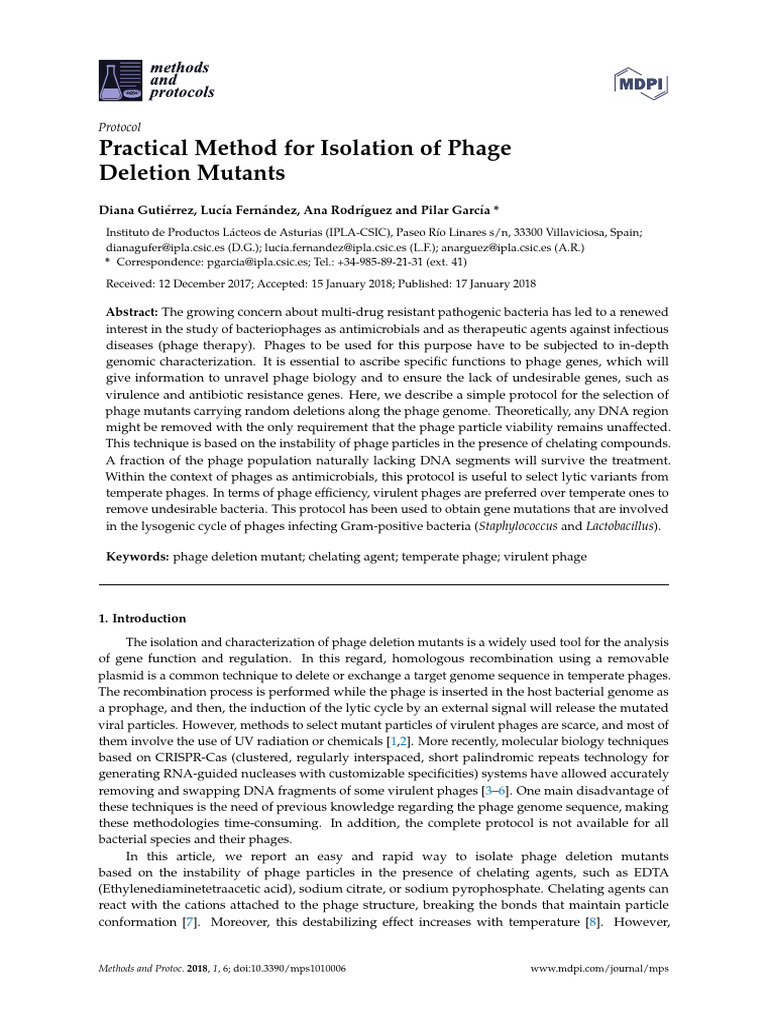 Phage Deletion Mutant Isolation Protocol | PDF | Bacteriophage | Biology