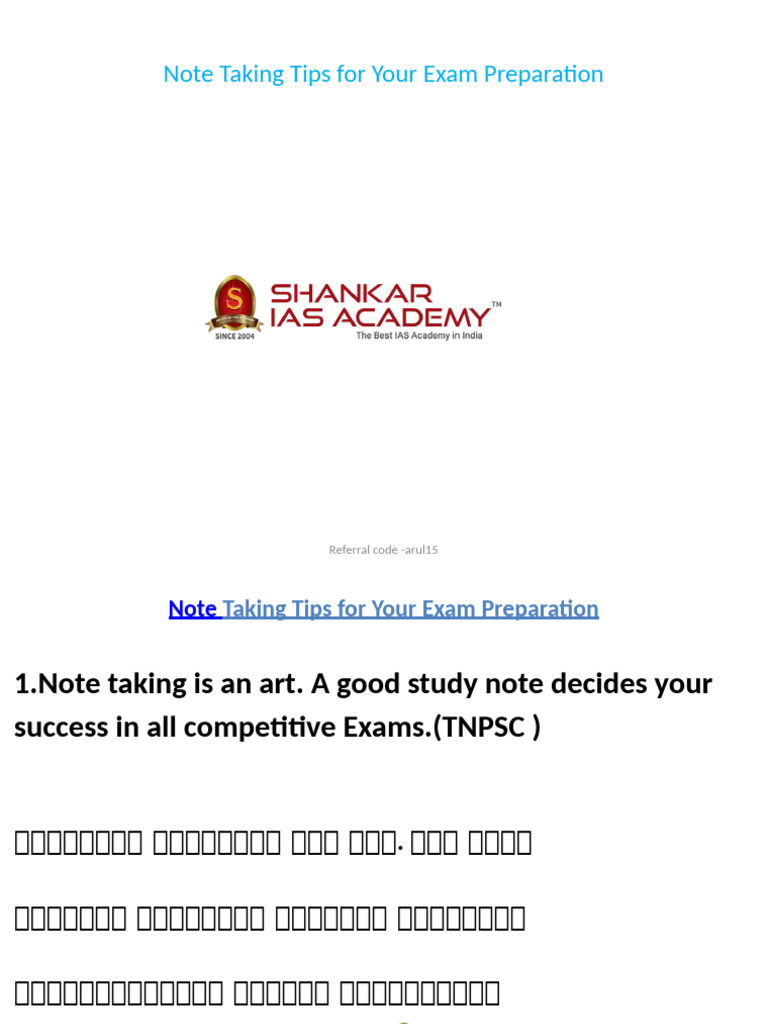 Note Taking Tips | PDF